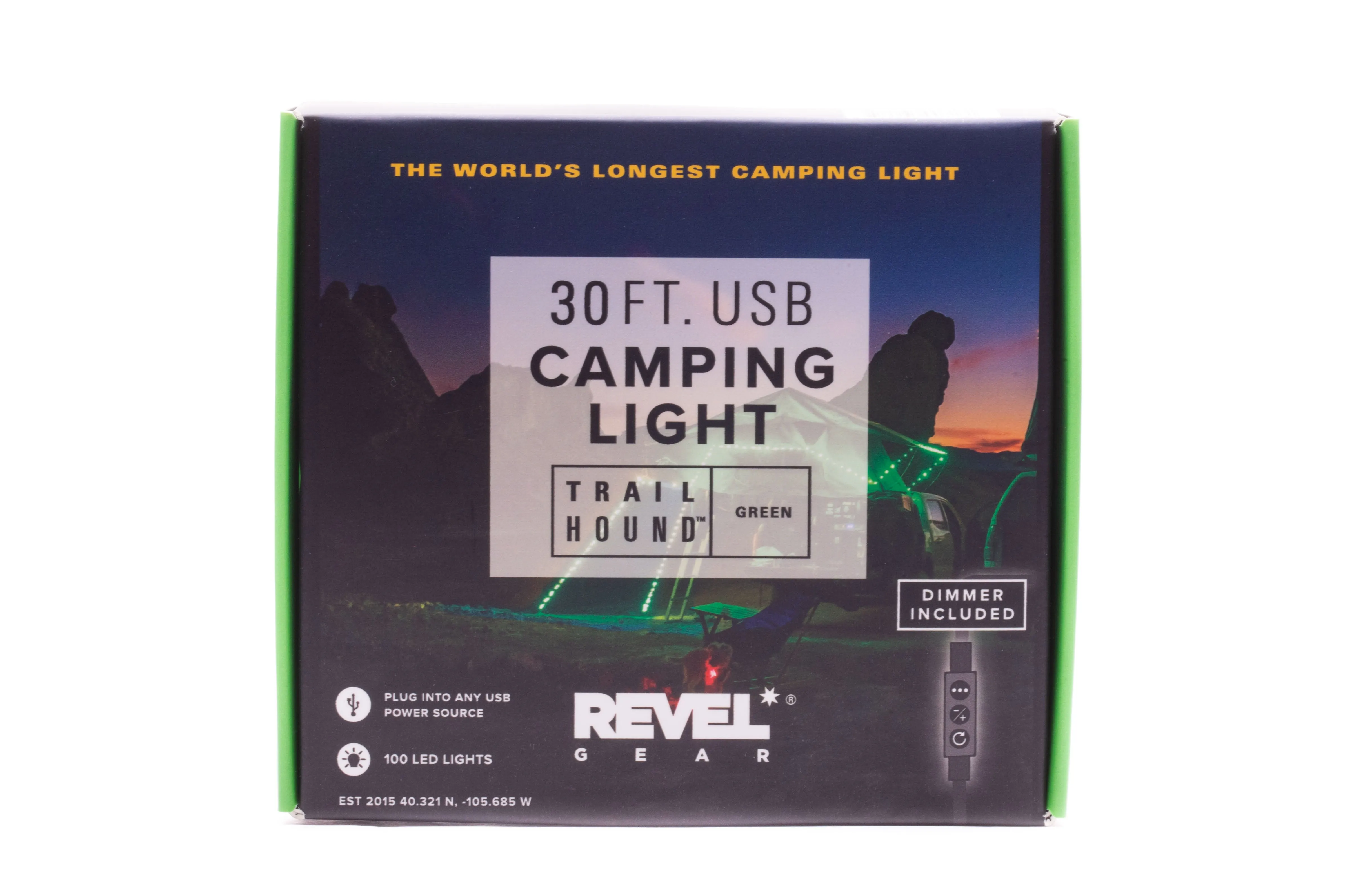 Revel Gear Trail Hound 30ft Camping Light Green with Dimmer