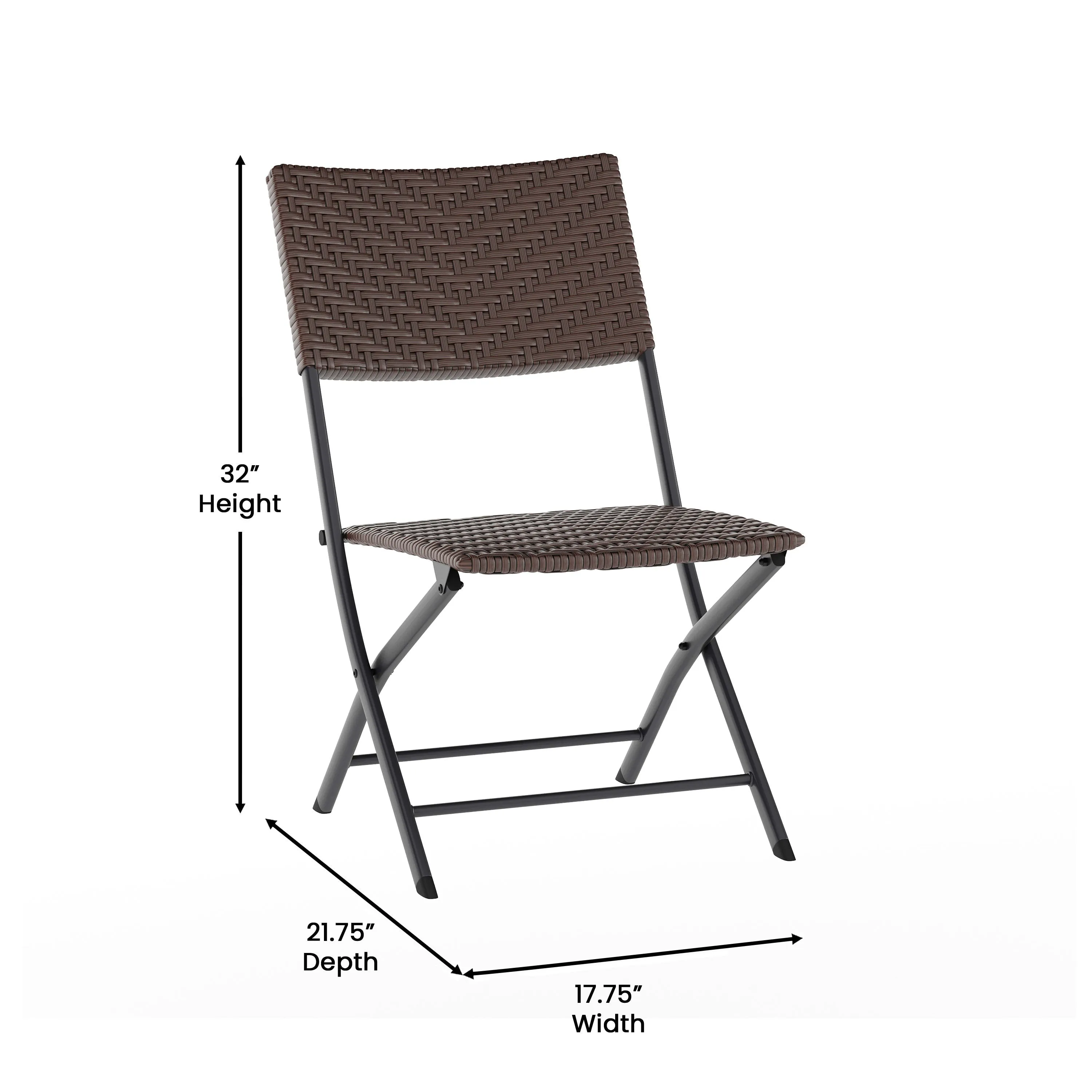 Rouen Three Piece Folding Bistro Set in PE Rattan with Metal Frames for Indoor and Outdoor Use