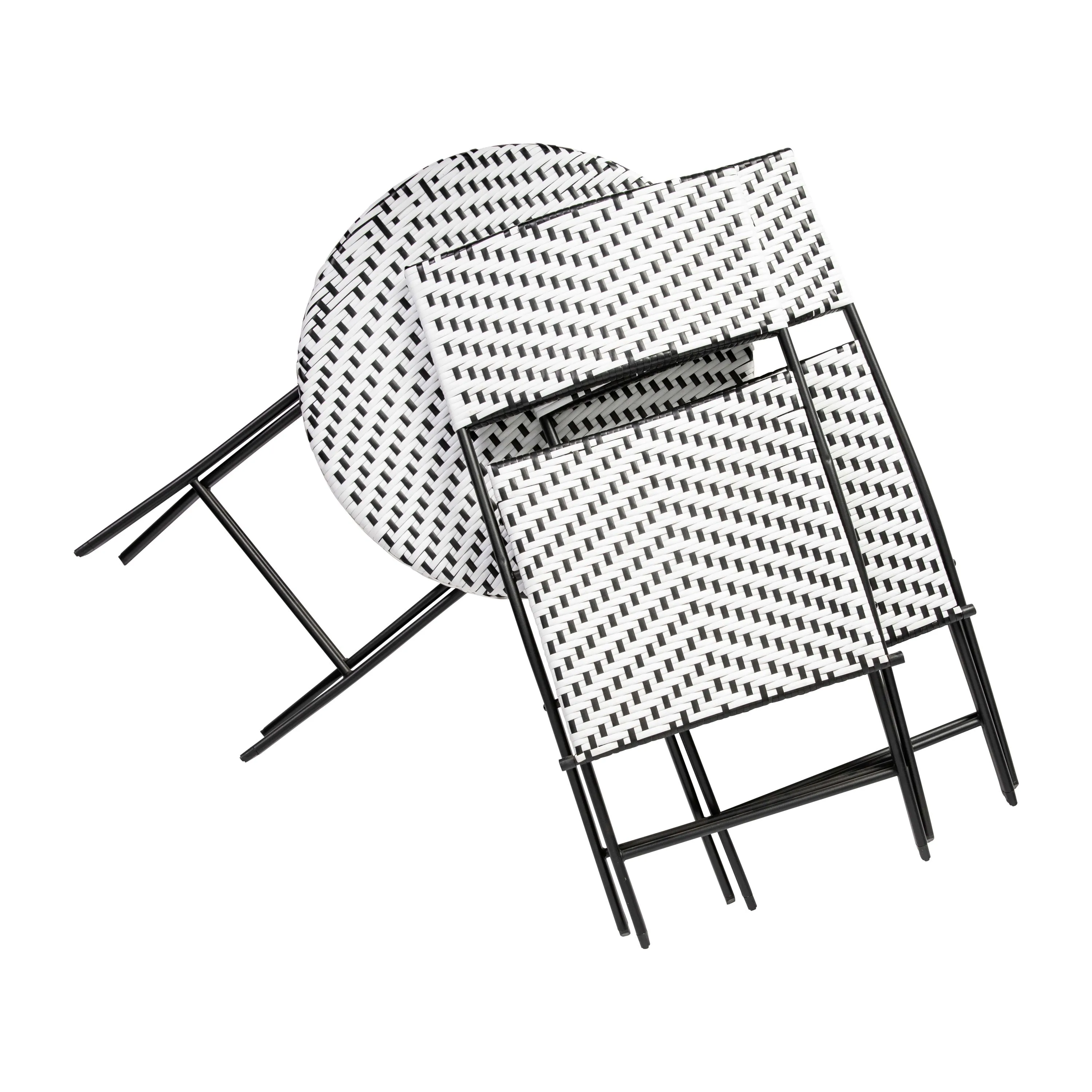 Rouen Three Piece Folding Bistro Set in PE Rattan with Metal Frames for Indoor and Outdoor Use