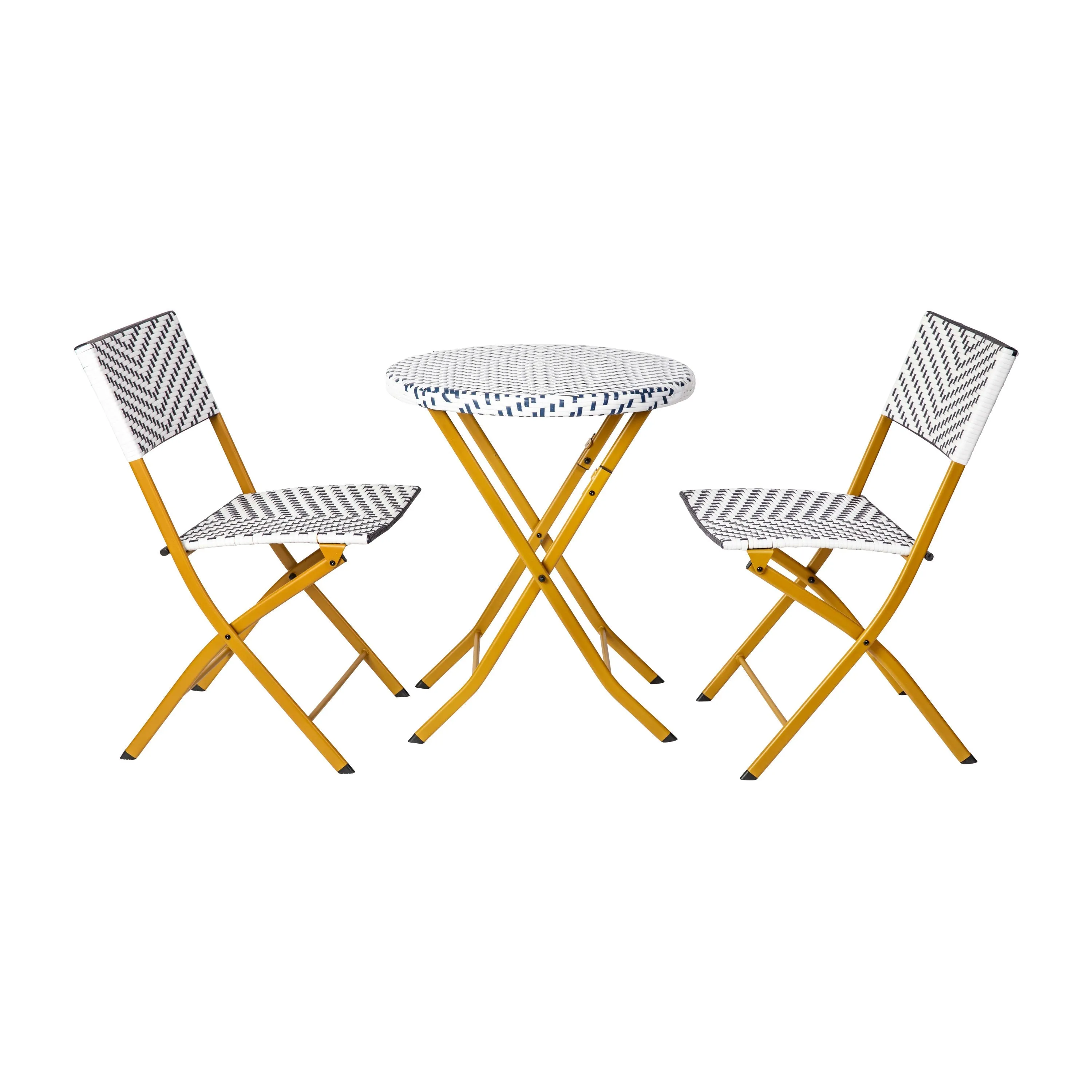 Rouen Three Piece Folding Bistro Set in PE Rattan with Metal Frames for Indoor and Outdoor Use