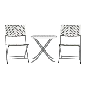 Rouen Three Piece Folding Bistro Set in PE Rattan with Metal Frames for Indoor and Outdoor Use