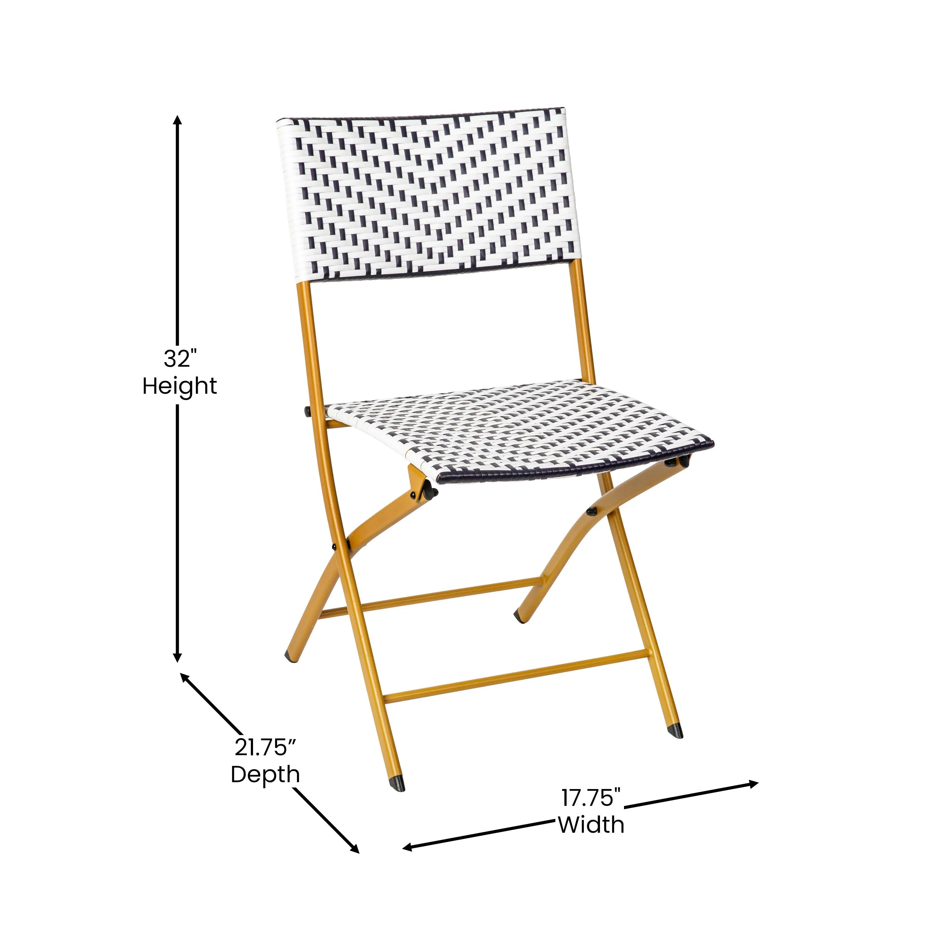 Rouen Three Piece Folding Bistro Set in PE Rattan with Metal Frames for Indoor and Outdoor Use