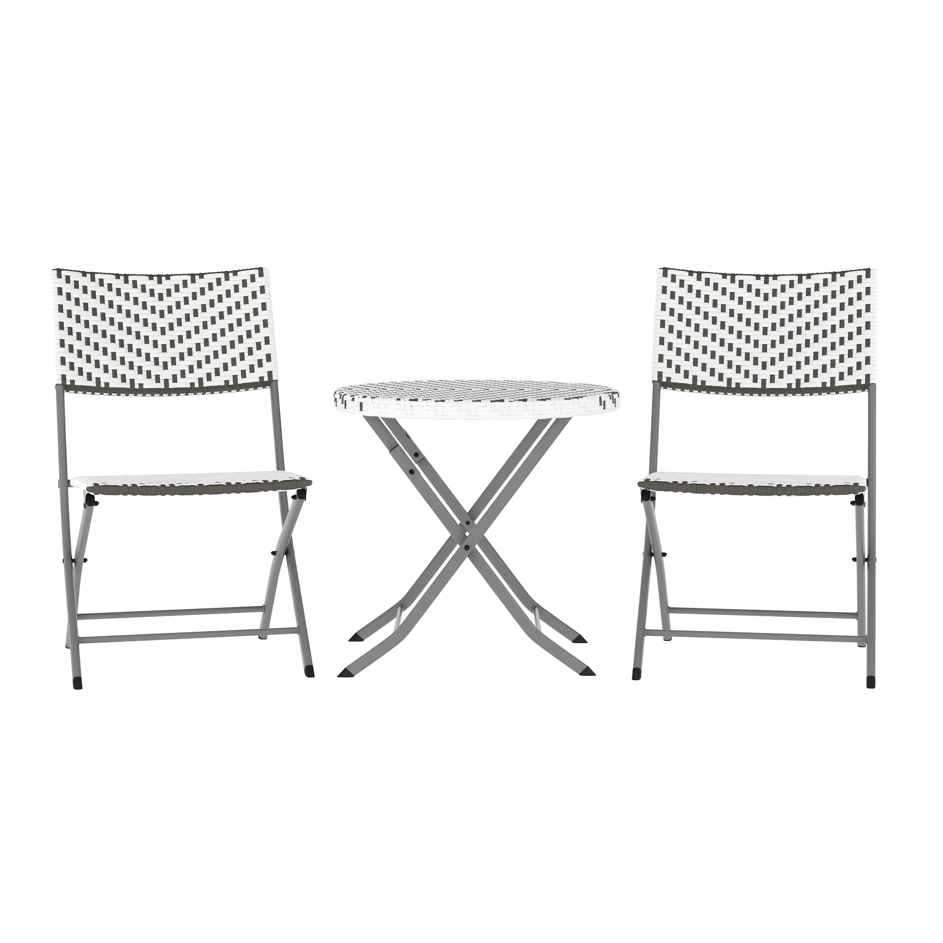 Rouen Three Piece Folding Bistro Set in PE Rattan with Metal Frames for Indoor and Outdoor Use