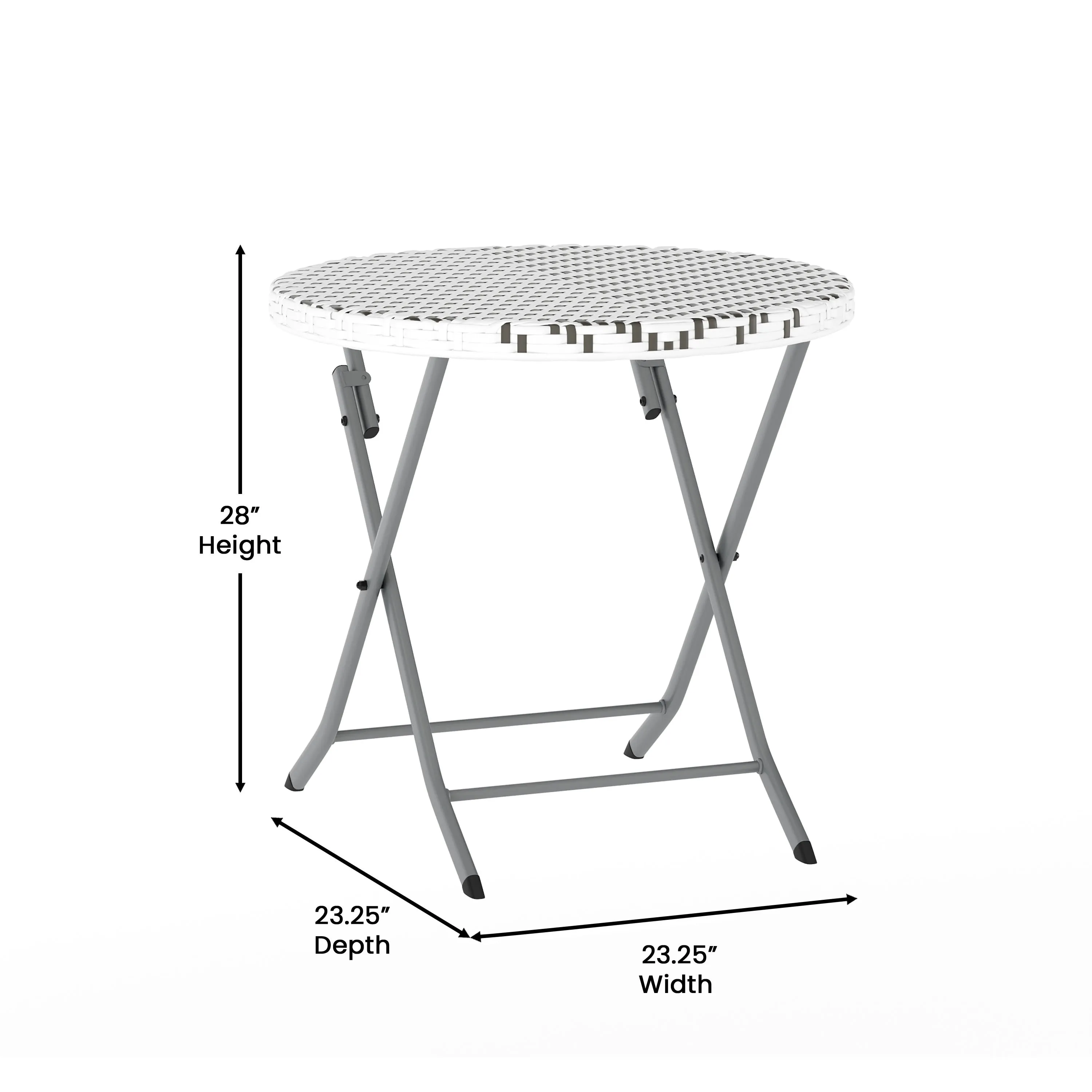 Rouen Three Piece Folding Bistro Set in PE Rattan with Metal Frames for Indoor and Outdoor Use