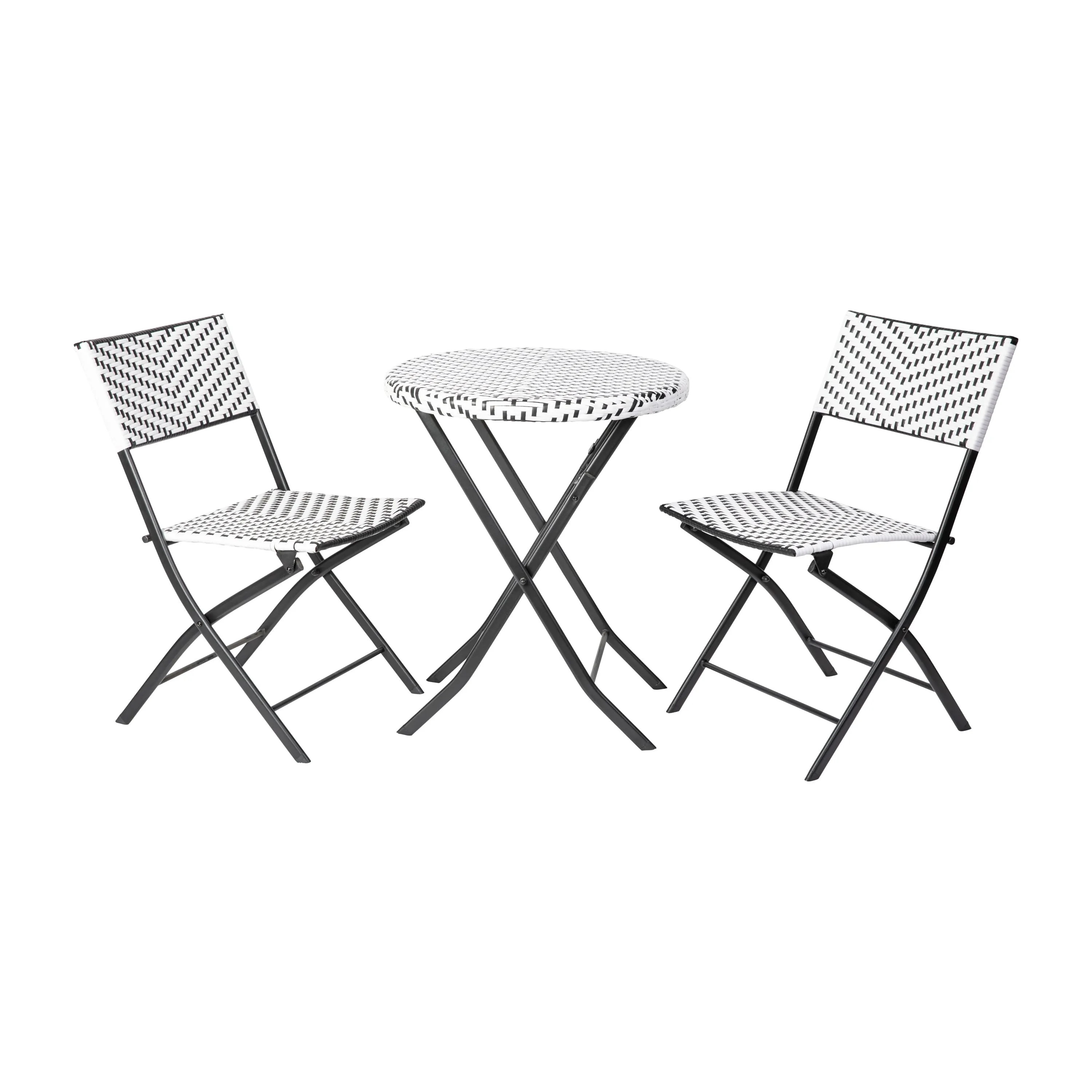 Rouen Three Piece Folding Bistro Set in PE Rattan with Metal Frames for Indoor and Outdoor Use