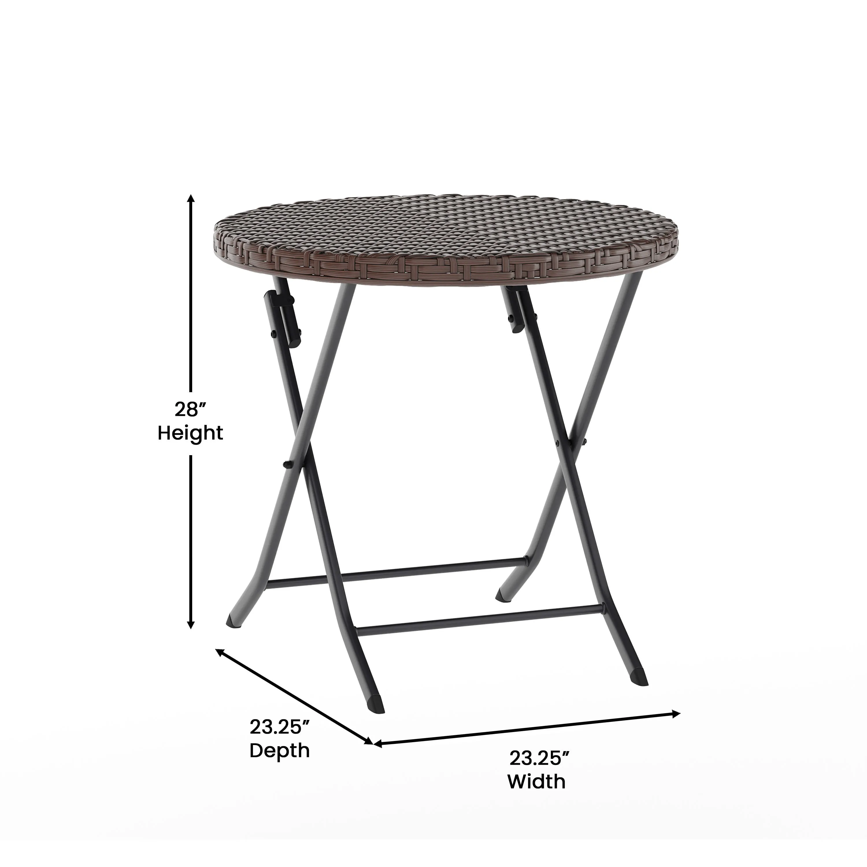 Rouen Three Piece Folding Bistro Set in PE Rattan with Metal Frames for Indoor and Outdoor Use