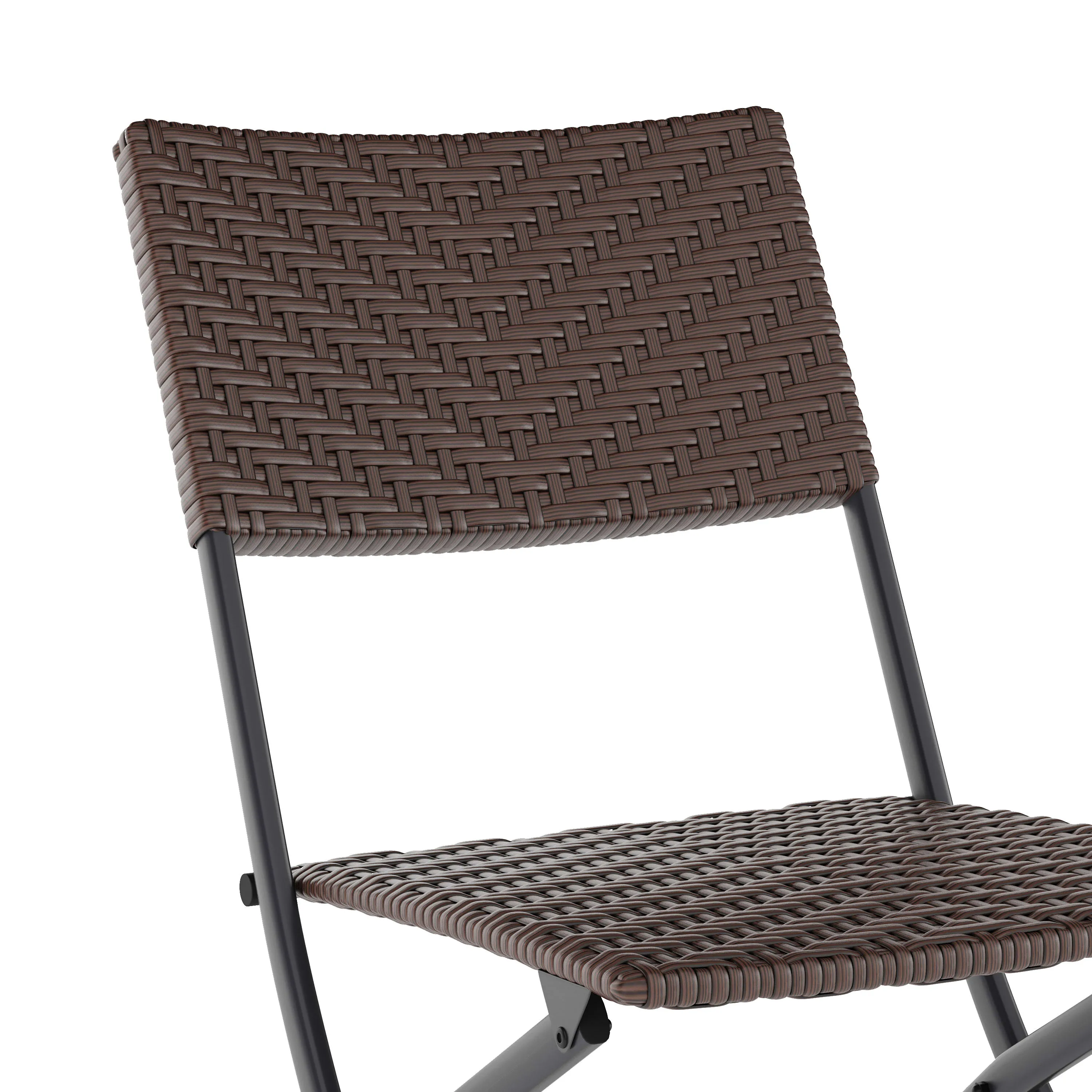 Rouen Three Piece Folding Bistro Set in PE Rattan with Metal Frames for Indoor and Outdoor Use