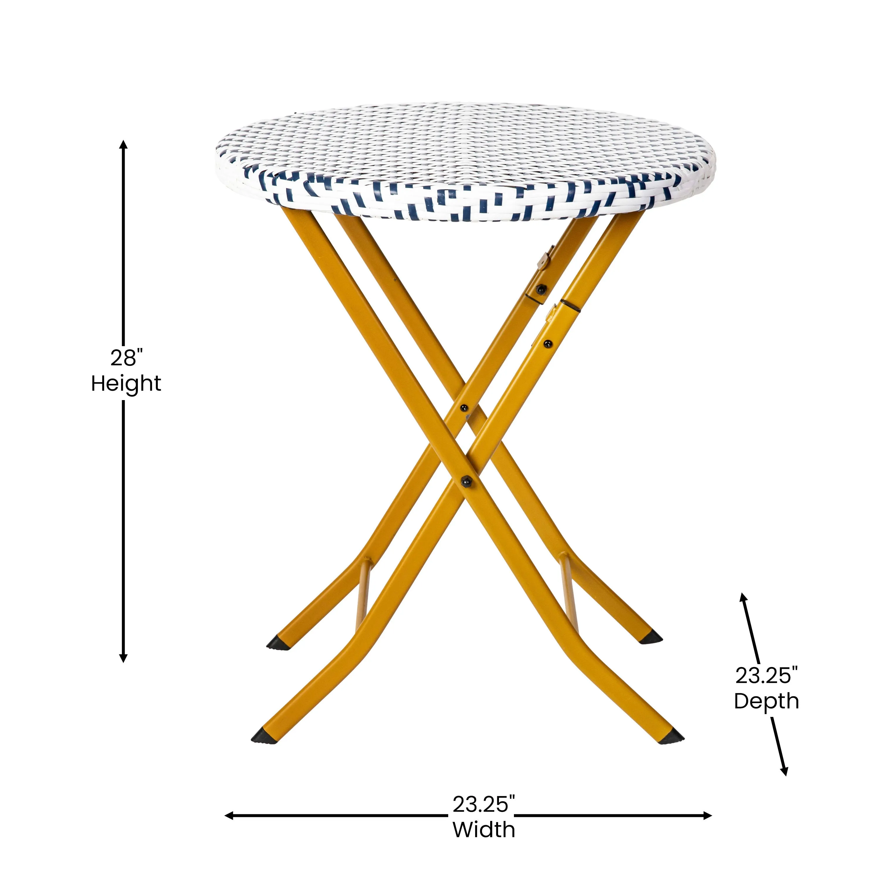 Rouen Three Piece Folding Bistro Set in PE Rattan with Metal Frames for Indoor and Outdoor Use