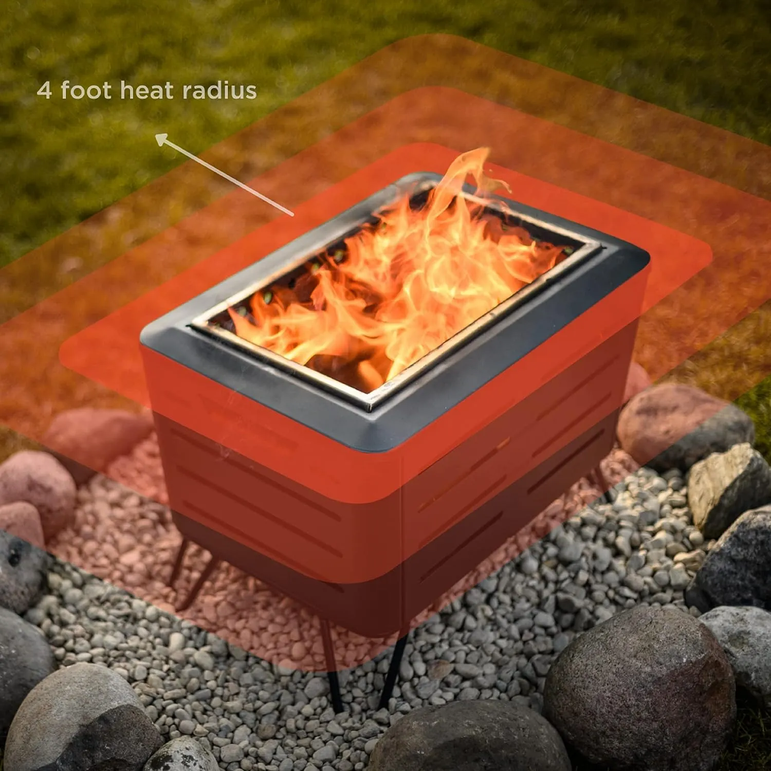 Smokeless Fire Pit Rectangular Wood Burning Outdoor Firepits,  Stainless Steel, Great for Camping 14.5x21.5x16.7"