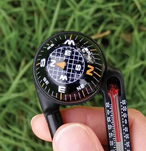 Sun Company TempaComp - Ball Compass and Thermometer Carabiner | Hiking, Backpacking, and Camping Accessory | Clip On to Pack, Parka, or Jacket