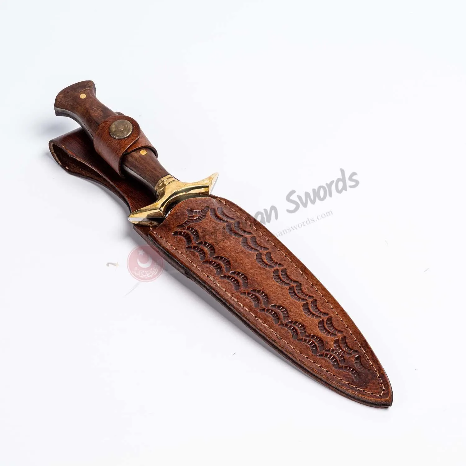 Walnut Handle, Double Edged Hunter Dagger