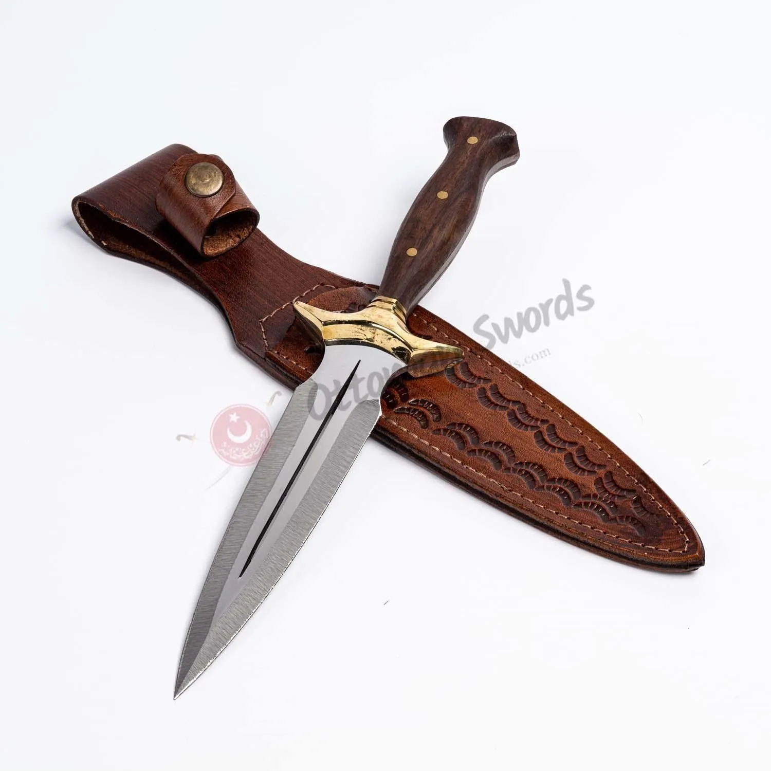 Walnut Handle, Double Edged Hunter Dagger