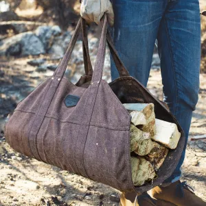 Waxed Canvas & Leather Strap Log Carrier